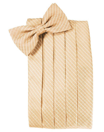 Peach Diamond Grid Pattern Cummerbund Set