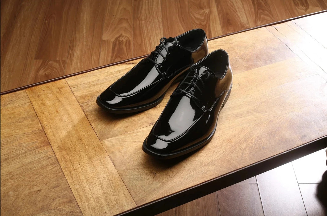 Black Patent Finish Tuxedo Shoes