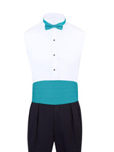 Load image into Gallery viewer, Teal Satin Cummerbund and bowtie set by S.H.Churchill
