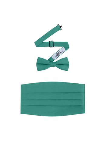 Emerald Green  Satin Cummerbund and Bowtie Set