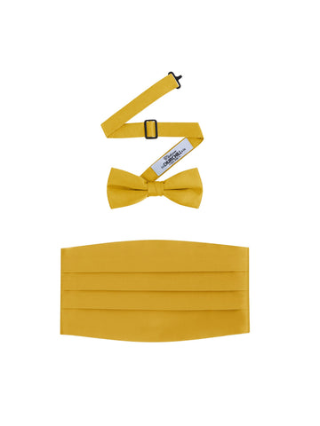 Gold Satin Cummerbund and Bowtie Set