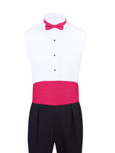 Load image into Gallery viewer, Hot Pink Satin Formal Accessory Set with Bow Tie, Cummerbund &amp; Pocket Hanky by S.H.Churchill
