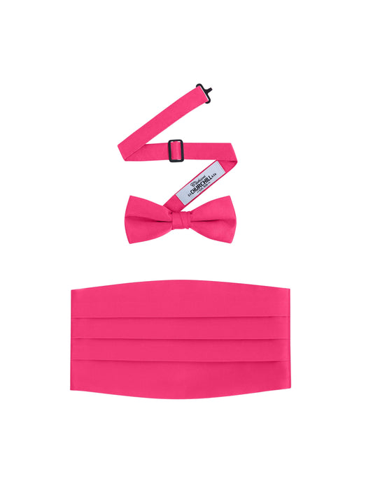Hot Pink  Satin Cummerbund and Bowtie Set