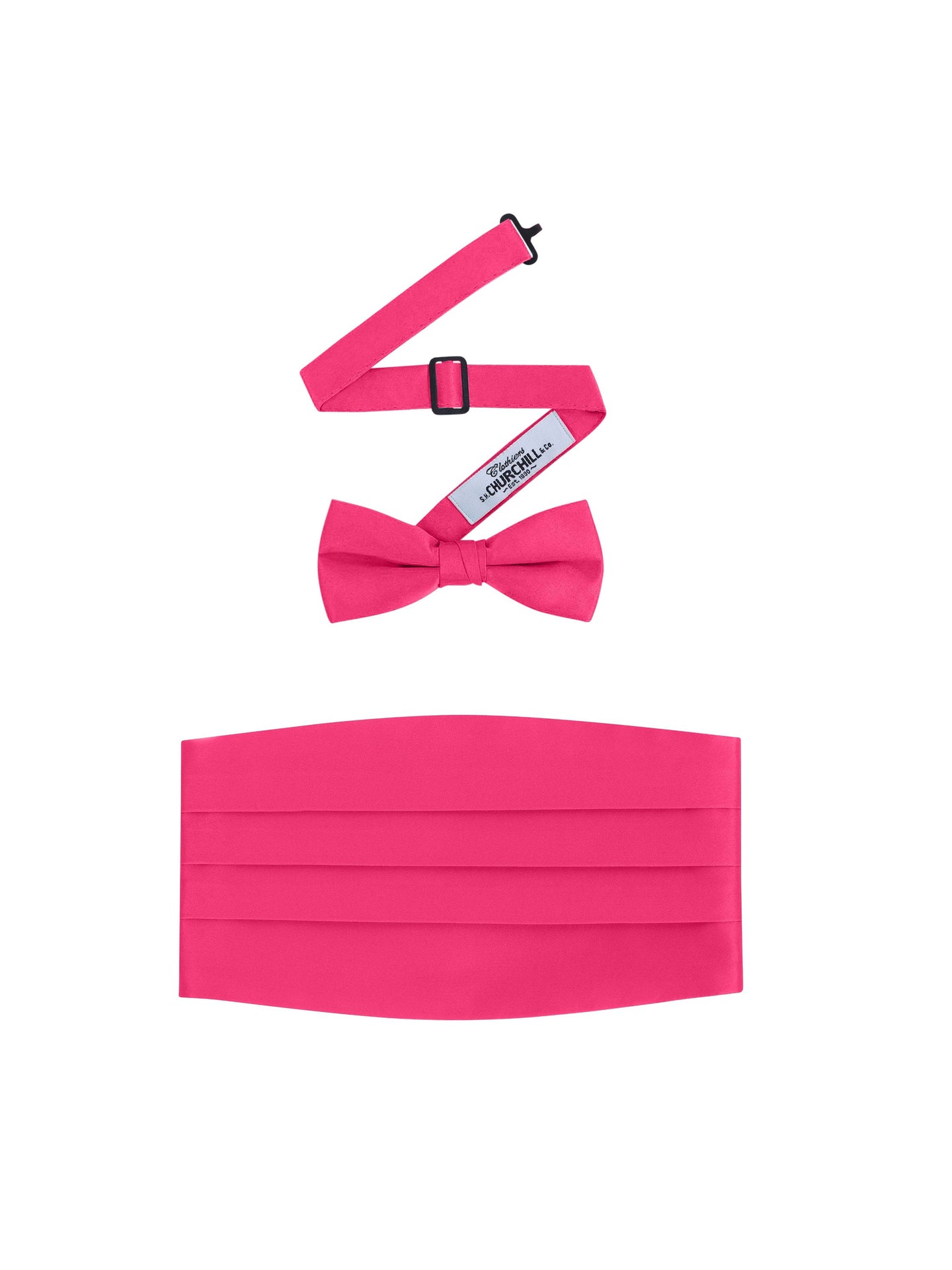 Hot Pink  Satin Cummerbund and bowtie set by S.H.Churchill