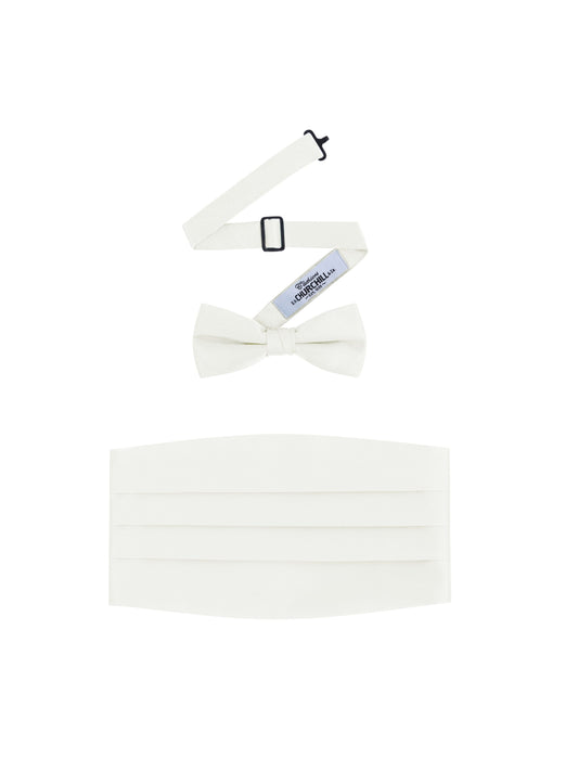 Ivory Satin Cummerbund and Bowtie Set