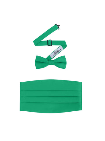 Kelly Green Satin Cummerbund and Bowtie Set