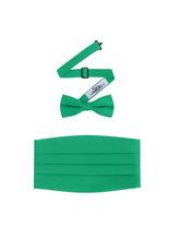 Load image into Gallery viewer, Kelly Green Satin Cummerbund and bowtie set by S.H.Churchill
