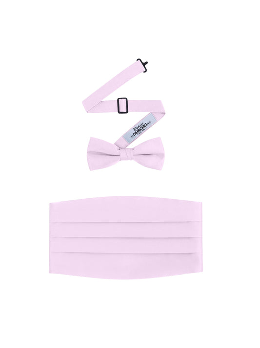 Pink Satin Cummerbund and Bowtie Set