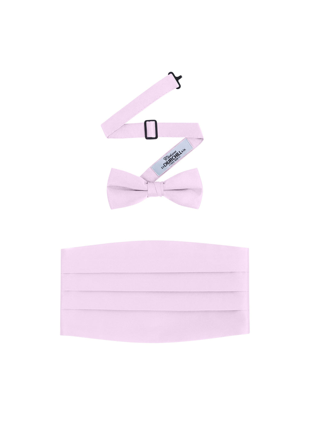 Pink Satin Cummerbund and bowtie set by S.H.Churchill