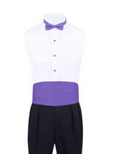 Load image into Gallery viewer, Purple Satin Cummerbund and bowtie set by S.H.Churchill
