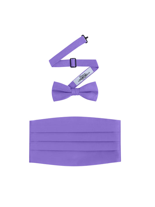 Purple Satin Cummerbund and Bowtie Set