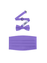 Load image into Gallery viewer, Purple Satin Cummerbund and bowtie set by S.H.Churchill
