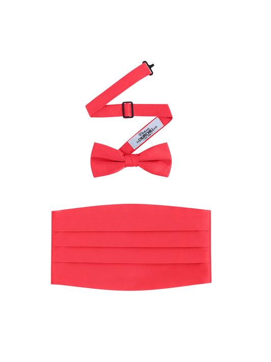 Red Satin Cummerbund and Bowtie Set