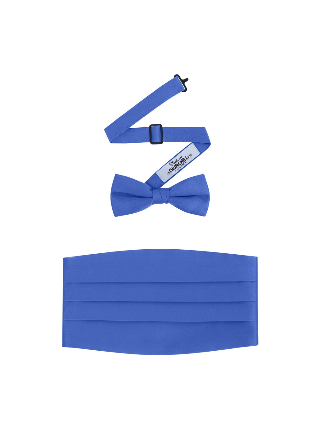 Royal Blue  Satin Cummerbund and bowtie set by S.H.Churchill