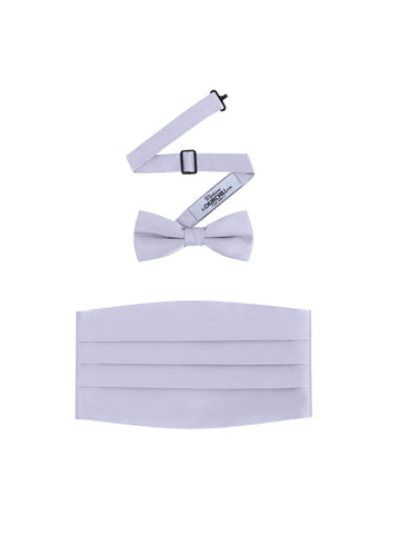 Silver Satin Cummerbund and Bowtie Set