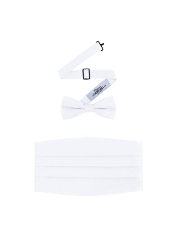 White  Satin Cummerbund and Bowtie Set