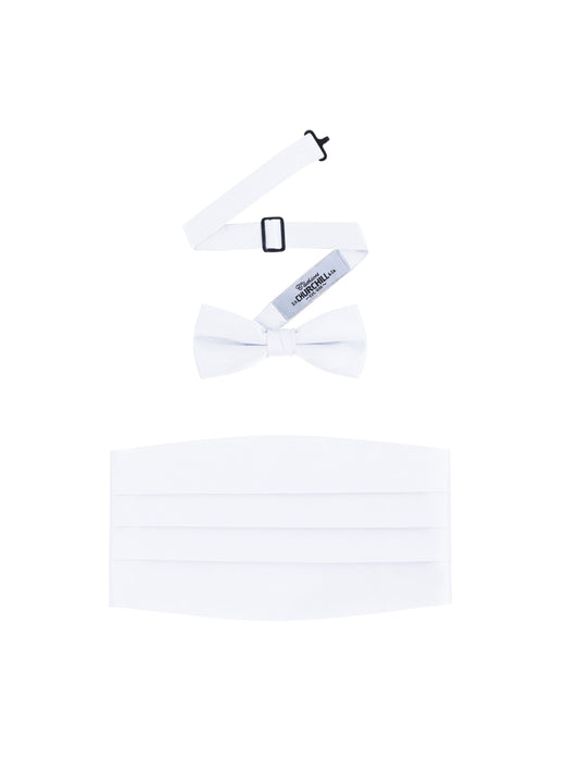 White  Satin Cummerbund and Bowtie Set