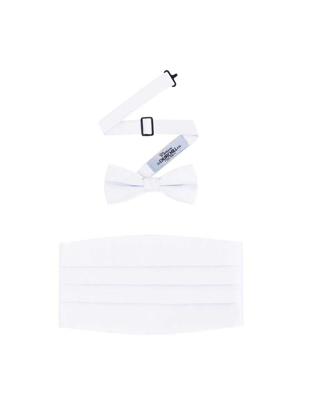 White  Satin Cummerbund and bowtie set by S.H.Churchill