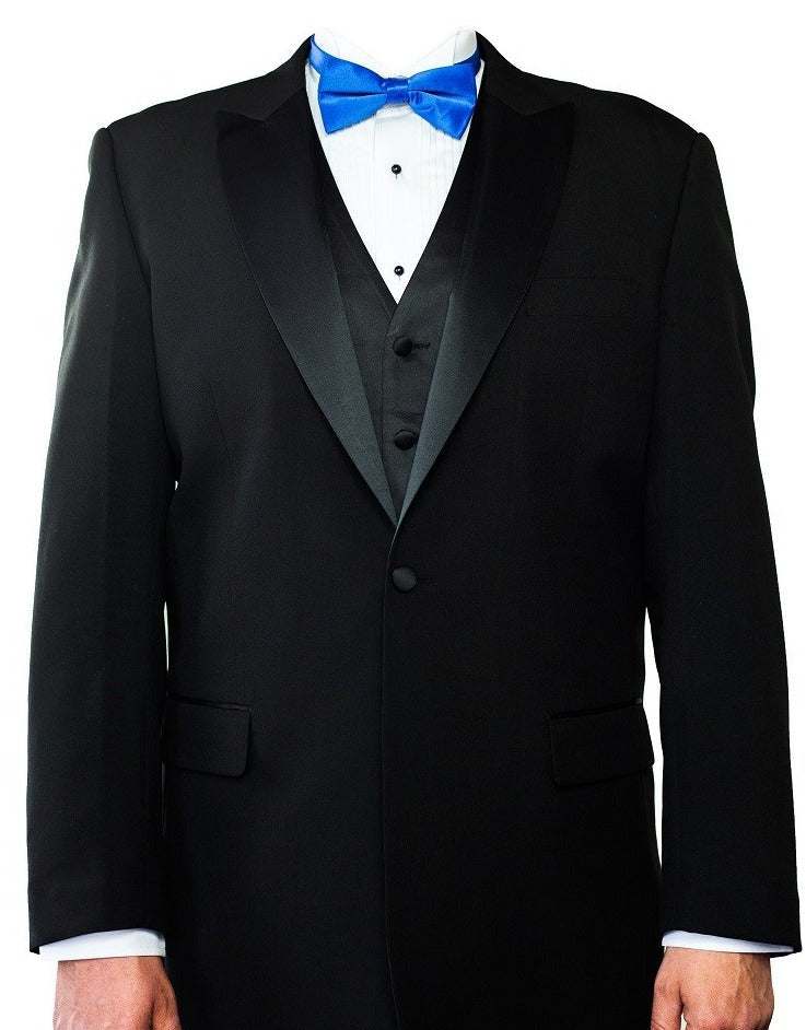 Black Polyester Tuxedo Jacket with Peak Lapel