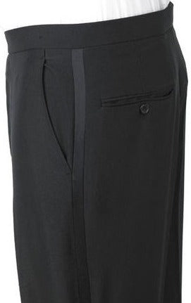 Black Pleated  Comfort Waist Tuxedo Pants