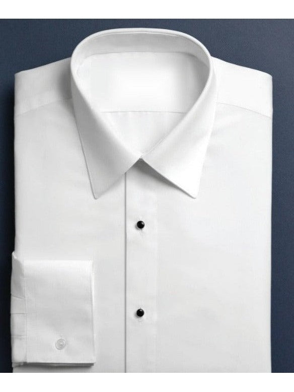 White Laydown Collar Non-Pleated Tuxedo Shirt – Fine Tuxedos