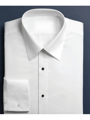 White Laydown Collar Non-Pleated Tuxedo Shirt