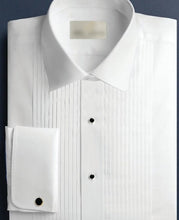 Load image into Gallery viewer, 100% Cotton Pleated Laydown Collar Tuxedo Shirt - French Cuffs
