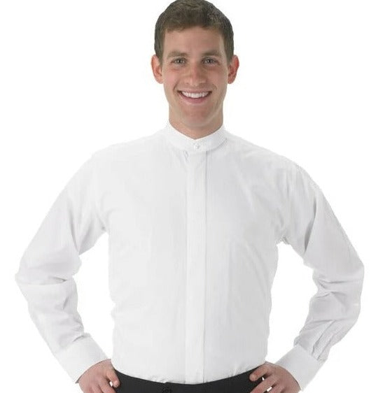 Mandarin Collar Tuxedo Shirt with Non Pleated Fly Front