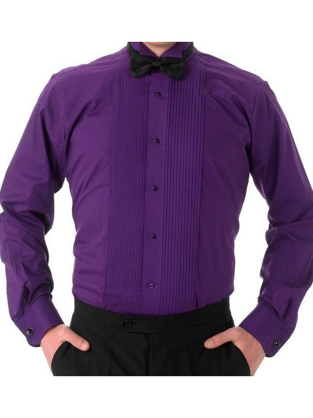 Wing Collar Purple Tuxedo Shirt