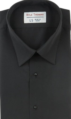 Black Regular Fit Tuxedo Shirt - Non Pleated with Laydown Collar
