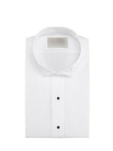 Load image into Gallery viewer, Men&#39;s White Wing Collar Pintuck Tuxedo Shirt - 1/8 Inch Pleats
