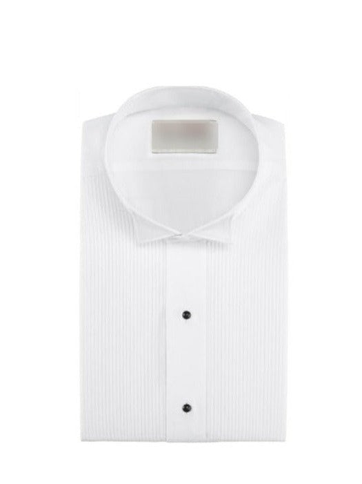 Men's White Wing Collar Pintuck Tuxedo Shirt - 1/8 Inch Pleats