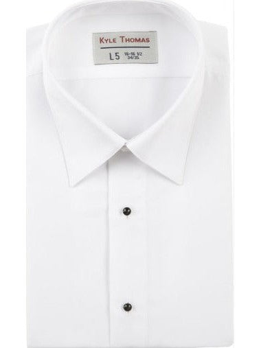 Men's White Fitted Non Pleated Laydown Collar Microfiber Tuxedo Shirt