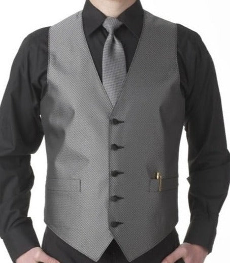 Men's Pewter Apex Print Vest and Tie Set