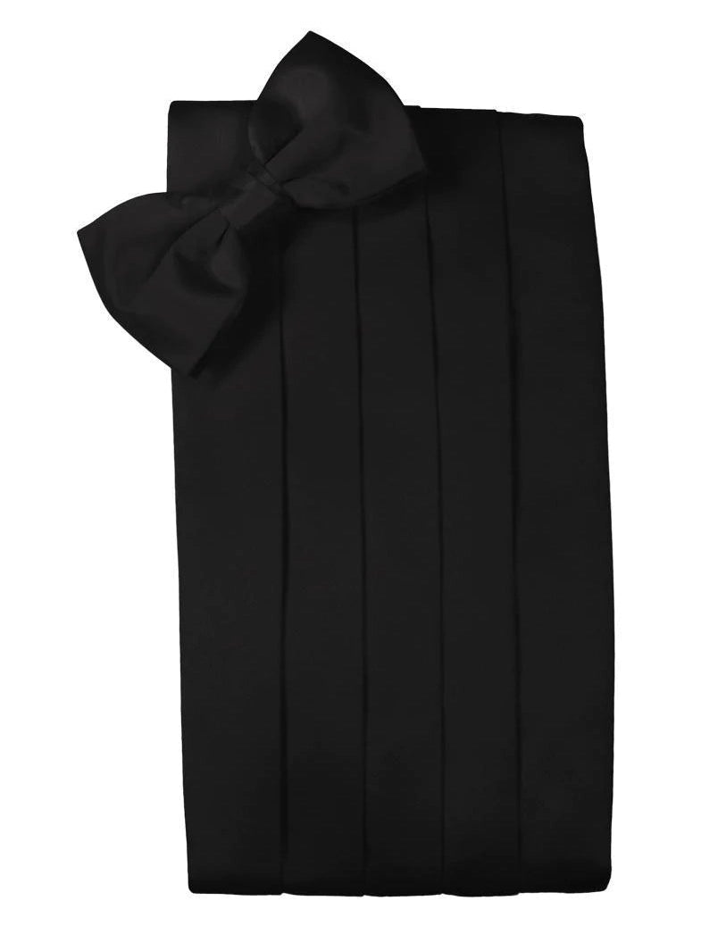 100% Silk Cummerbund & Bow Tie Set - Black