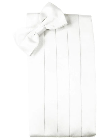 100% Silk Cummerbund & Bow Tie Set - White