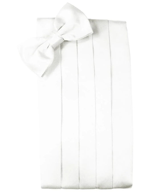 100% Silk Cummerbund & Bow Tie Set - White