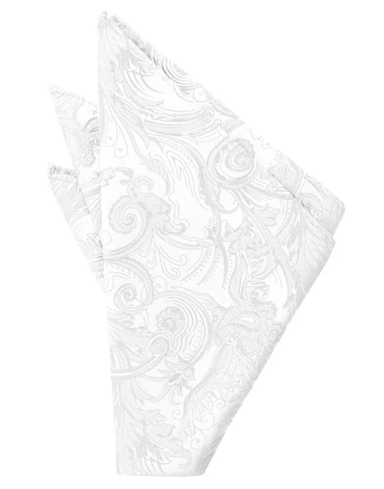 White Tapsestry Silk Formal Pocket Square