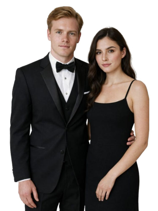 Black 2 Button Tuxedo with Notch Lapel - A Classic Men's Tuxedo