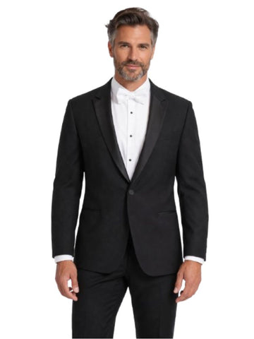 Men's Black Polyester Tuxedo Jacket with Notch Lapel
