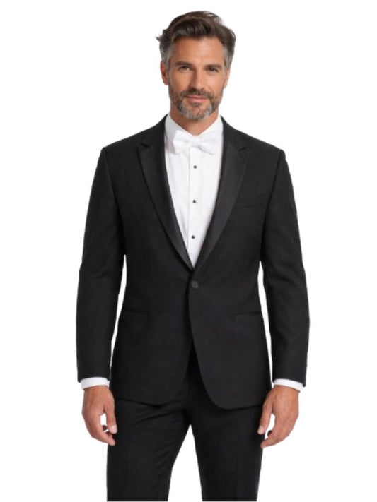 Men's Black Polyester Tuxedo Jacket with Notch Lapel
