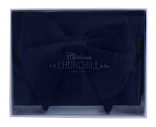 Load image into Gallery viewer, S.H. Churchill &amp; Co. Men&#39;s Navy Teardrop Velvet Bow Tie and Pocket Square Set
