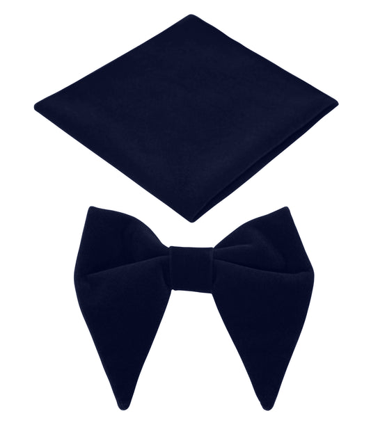 Men's Navy Teardrop Velvet Bow Tie and Pocket Square Set