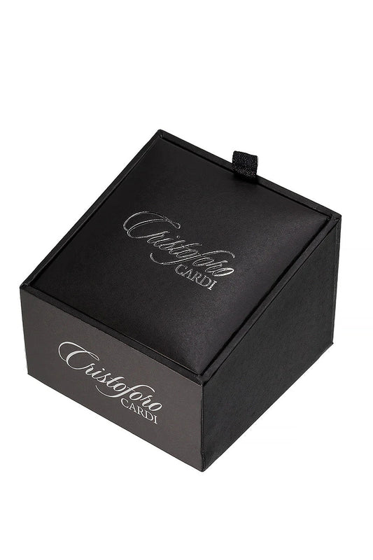 Black Circular Onyx with CZ Stones Gold Trim Studs & Cufflinks Set