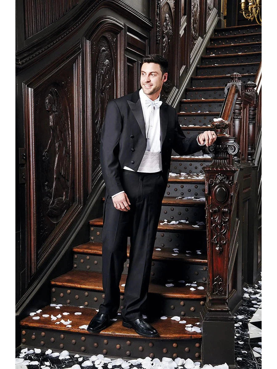 Black Peak Premium Stretch Blend Tailcoat - Includes Formal Trousers - Big and Tall Sizes Available