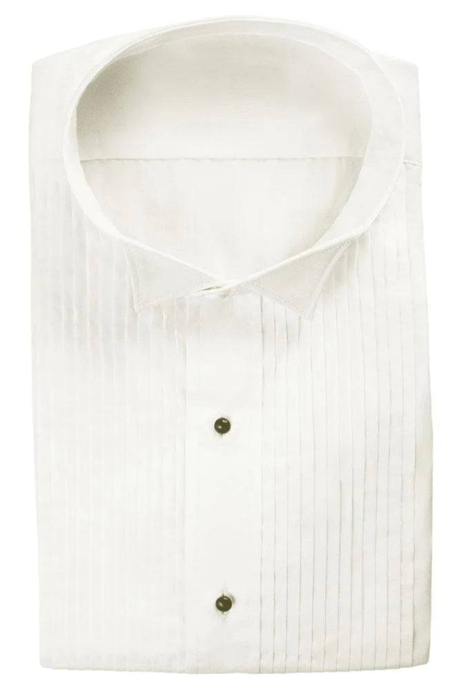 Men's Ivory Pleated Wing Collar Tuxedo Shirt