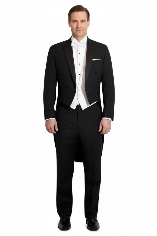 Black Peak Premium Stretch Blend Tailcoat - Includes Formal Trousers - Big and Tall Sizes Available