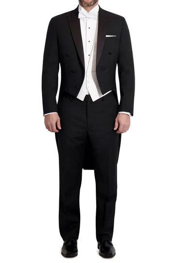Men's Black Peak Tailcoat Jacket-Premium Stetch Blend Fabric