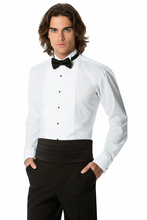 Load image into Gallery viewer, Classic Fit Tuxedo Shirt - White Pleated with Wing Tip Collar
