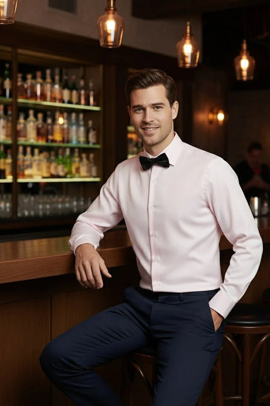 "James" Pink Twill Spread Collar Dress Shirt